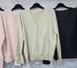 V Neck Fine Knit Cardigan