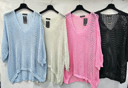 V Neck Long Crochet Knit