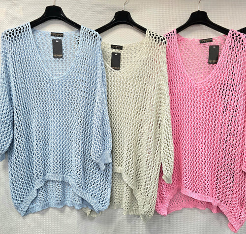V Neck Long Crochet Knit