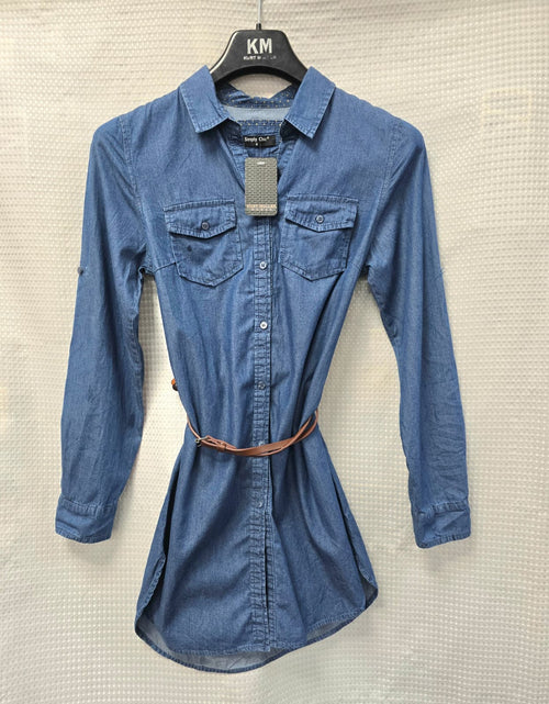 Denim Belted Cotton Shirt Dress