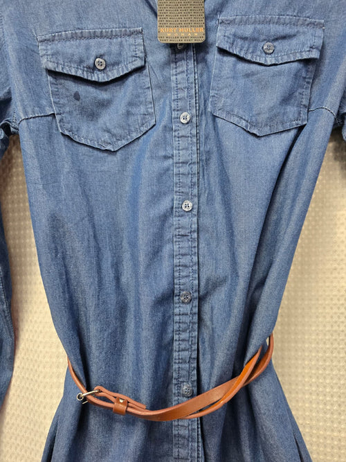 Denim Belted Cotton Shirt Dress
