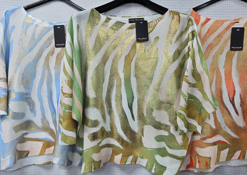 Zebra Print Gold Foil V Fine Mesh Knit