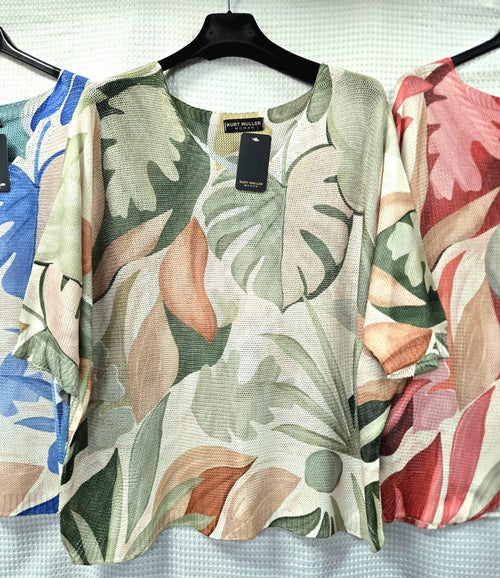 Palm Print V Mesh Fine Knit