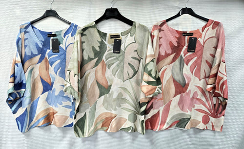 Palm Print V Mesh Fine Knit