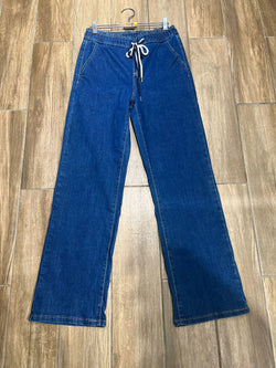 Medium Wash Wide Leg Elasticated Waist Jeans