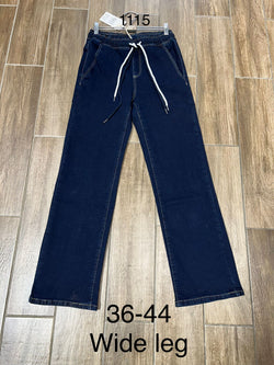 Indigo Dark Wash Wide Leg Elasticated Waist Jeans