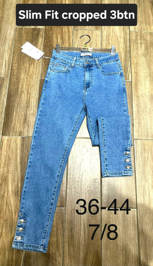 Slim Fit Silver Stud Ankle Grazer Voggo Jeans