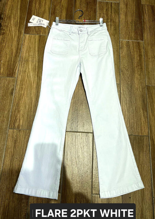 White Bootcut Two Front Pocket Voggo Jeans