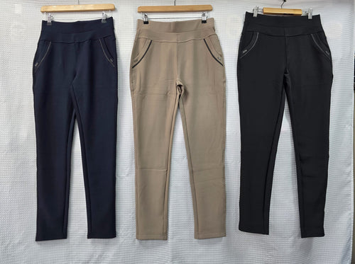 Scuba Stretch PU Trim Two Pocket Trousers