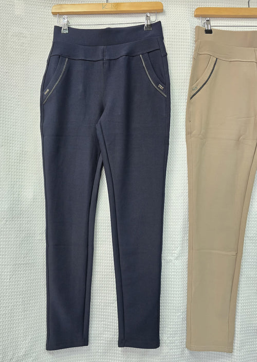 Scuba Stretch PU Trim Two Pocket Trousers