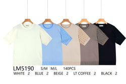 Lattice Mesh Sleeve Crew Fine Knit