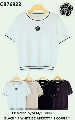 Rose Beaded Embellished Fine Knitted Top