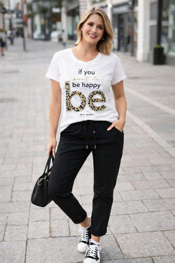 Be Happy Embellished Cotton T-shirt