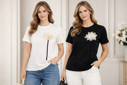 3D Lily Cotton T-shirt Top