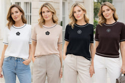 Rose Beaded Embellished Fine Knitted Top