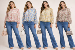 Bubble Hem Floral Blouse Top