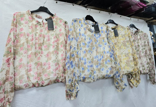 Bubble Hem Floral Blouse Top