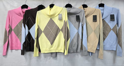 Argyle Bardot Cowl Fine Knit Jumper