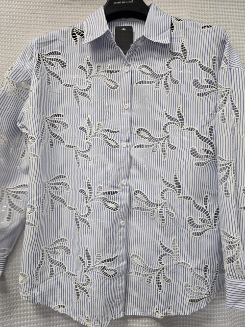 Stripe Collar Long Sleeve Shirt