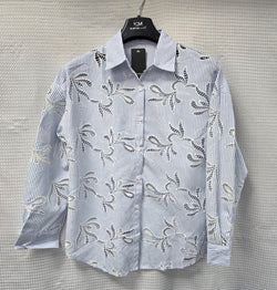 Stripe Collar Long Sleeve Shirt