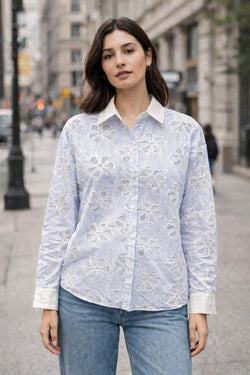 Daisy Embellished Long Sleeve Shirt