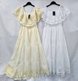 Bardot Crochet Embroidery Maxi Dress