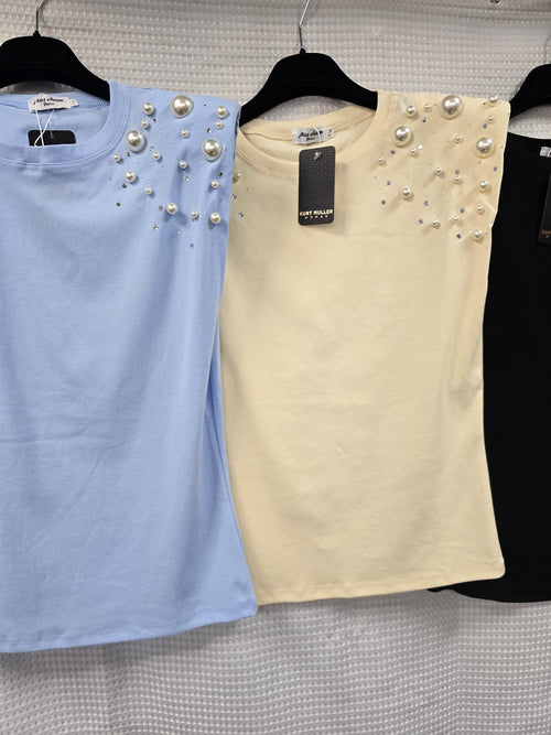 Pearl Padded Shoulder Top