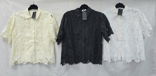 Lace Embroidery Short Sleeve Shirt