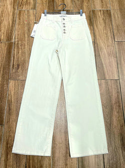 White Crystal Button 2 Pocket Voggo Jean