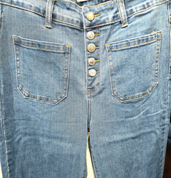 Denim Crystal Button 2 Pocket Voggo Jeans