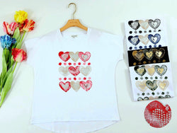 Vintage Heart Metallic Cotton T-SHIRT