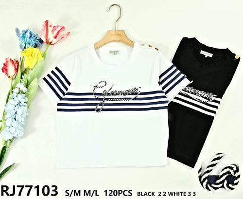 Glamorous Rope Stripe Cotton T-shirt