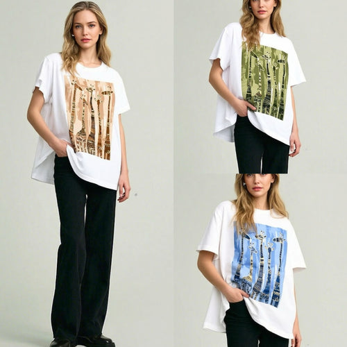 Giraffe Metallic Cotton Tshirt