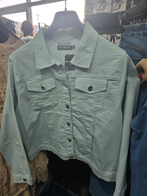 Kurt Muller Light Powder Blue Denim Cotton Stretch Jacket