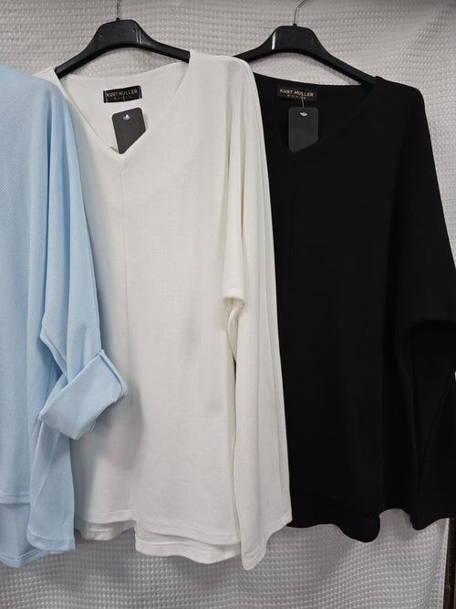 Cotton Textured V Sweatshirt