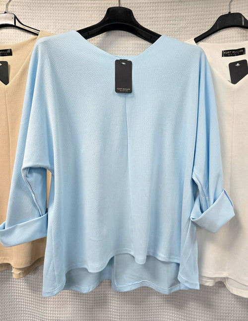 Cotton Textured V Sweatshirt