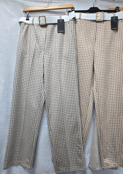 Check Suedette Straight Leg Trousers