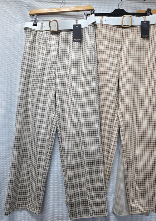 Check Suedette Straight Leg Trousers