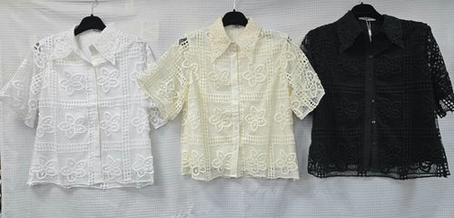 Crochet Daisy Short Cotton Sleeve Shirt