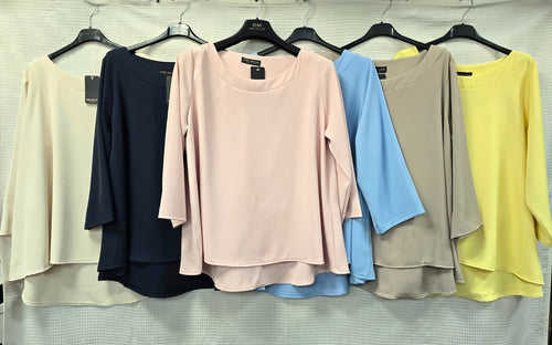 High Low Plain Crew Neck Tunic Top