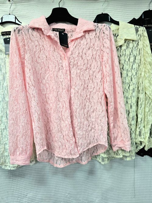 Crochet Mesh Long Sleeve shirt
