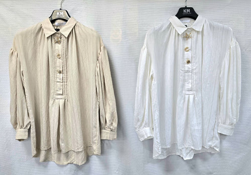 Oversized Linen Gold Seashell Collar Shirt
