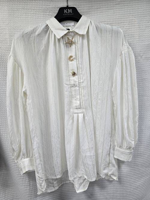 Oversized Linen Gold Seashell Collar Shirt