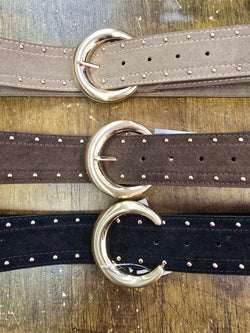 Suedette Gold Stud Buckle Belt