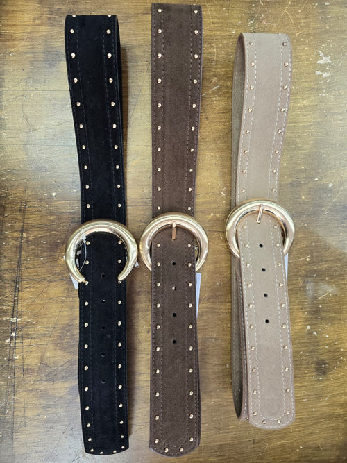 Suedette Gold Stud Buckle Belt