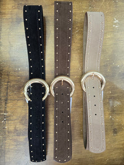 Suedette Gold Stud Buckle Belt