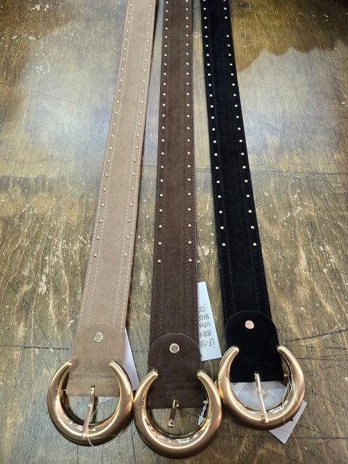 Suedette Gold Stud Buckle Belt