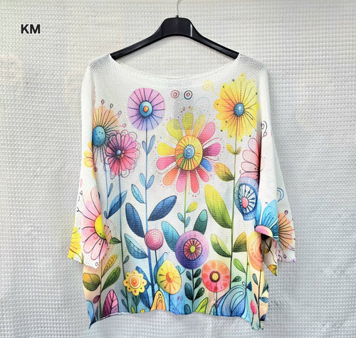 Retro Daisy Fine Mesh Knit