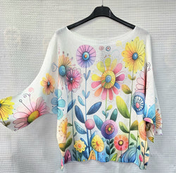 Retro Daisy Fine Mesh Knit