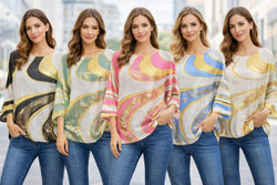 Marble Gold Foil Mesh Crew Neck Knit